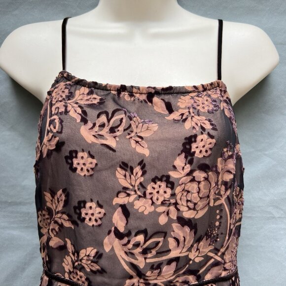 Dress Forum Women's Size Small Black Pink Floral Lace Up Back Midi Dress - Picture 4 of 7